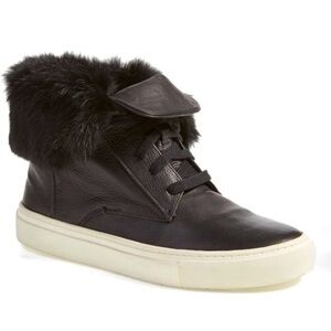 Vince Black Rabbit Fur Sneakers
